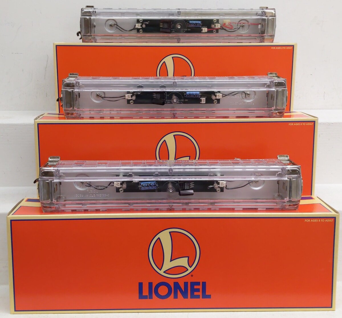 Lionel 6-29086 O Platinum Ghost Clear Shell Madison Passenger Cars (Set of 3) LN/Box