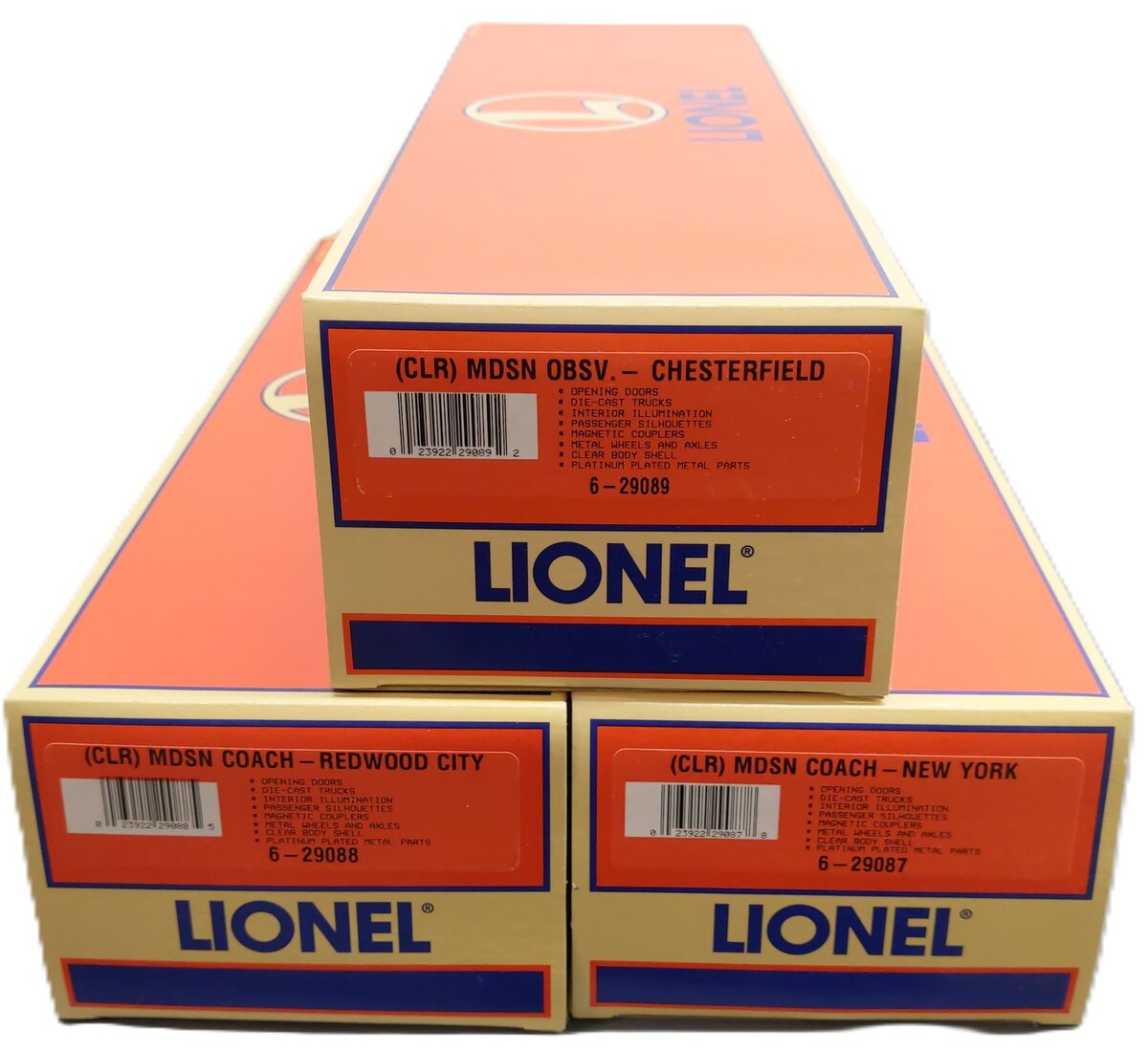 Lionel 6-29086 O Platinum Ghost Clear Shell Madison Passenger Cars (Set of 3) LN/Box