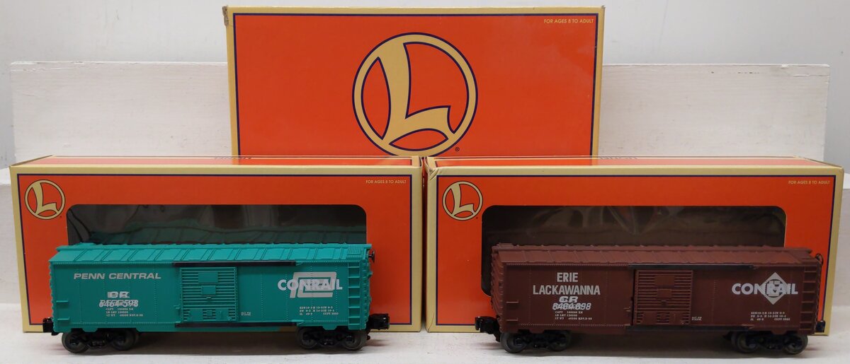 Lionel 6-21756 O Gauge Overstamped CR/PC Boxcars (Set of 2) LN/Box