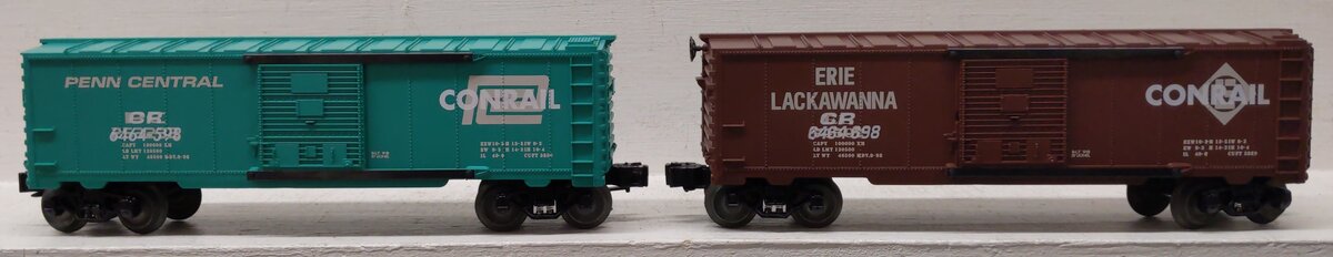 Lionel 6-21756 O Gauge Overstamped CR/PC Boxcars (Set of 2) LN/Box