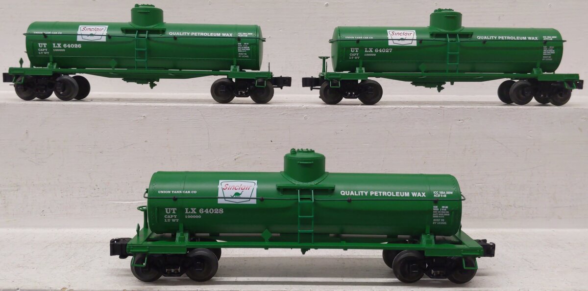 Lionel 6-26977 O Sinclair Die-cast Tank Car 3-Pack Set EX/Box