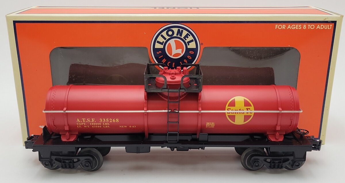Lionel 6-26131 O Santa Fe Red Single Dome Tank Car #335268 LN/Box