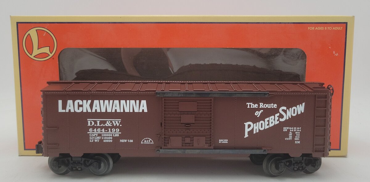 Lionel 6-29250 O Delaware, Lackawanna and Western Phoebe Snow Boxcar #6464-199 EX/Box