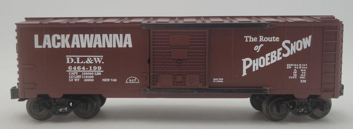 Lionel 6-29250 O Delaware, Lackawanna and Western Phoebe Snow Boxcar #6464-199 EX/Box
