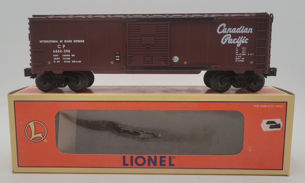 Lionel 6-29215 O Gauge Canadian Pacific Boxcar #6464-398 EX/Box