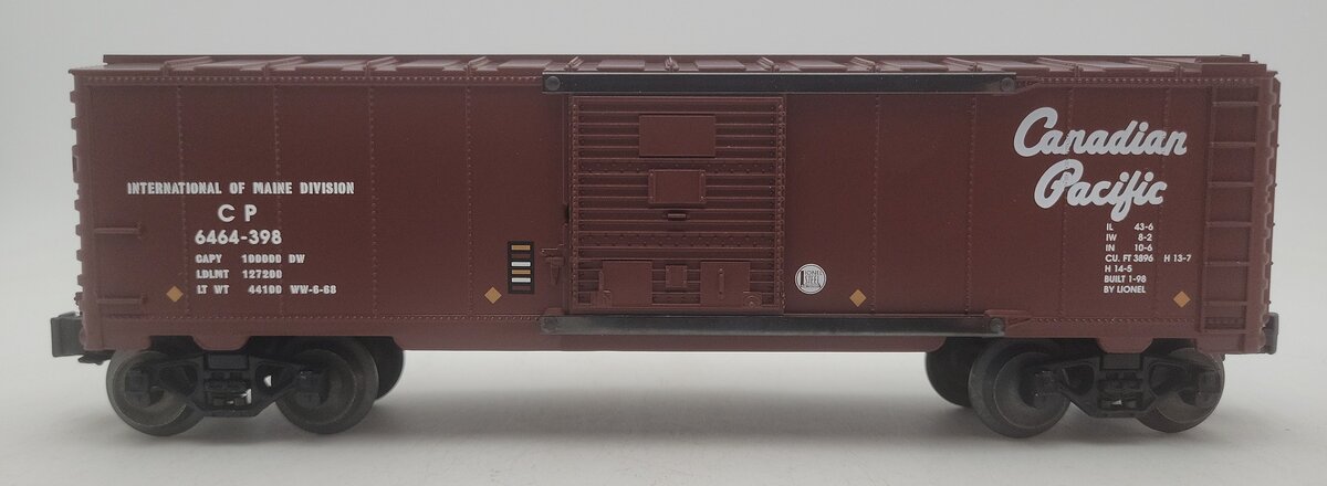 Lionel 6-29215 O Gauge Canadian Pacific Boxcar #6464-398 EX/Box