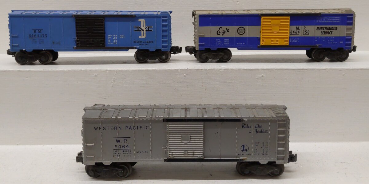 Lionel Vintage O Gauge Freight Box Cars: 6464475, 6464150, 6464 [3] VG