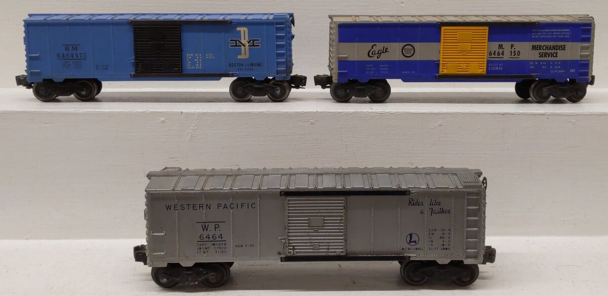 Lionel Vintage O Gauge Freight Box Cars: 6464475, 6464150, 6464 [3] VG