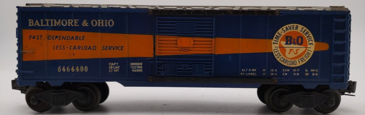 Lionel 6464-400 Vintage O Baltimore & Ohio Boxcar - 5-54 Built Date VG