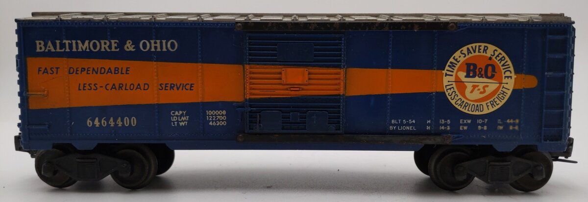 Lionel 6464-400 Vintage O Baltimore & Ohio Boxcar - 5-54 Built Date VG