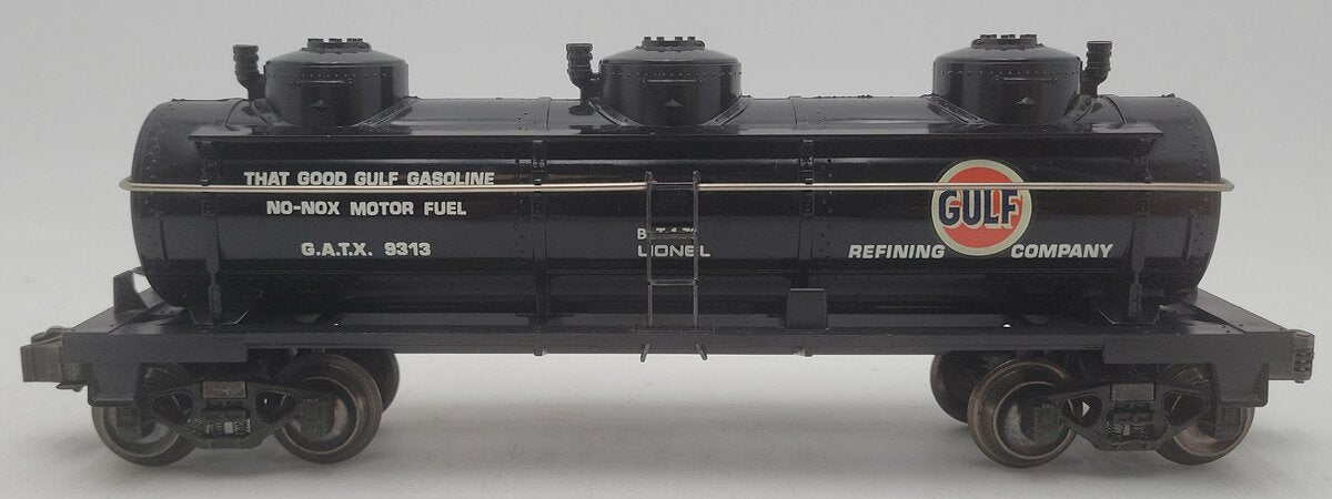 Lionel 6-9313 O Gauge Gulf Black Three-Dome Tank Car VG/Box