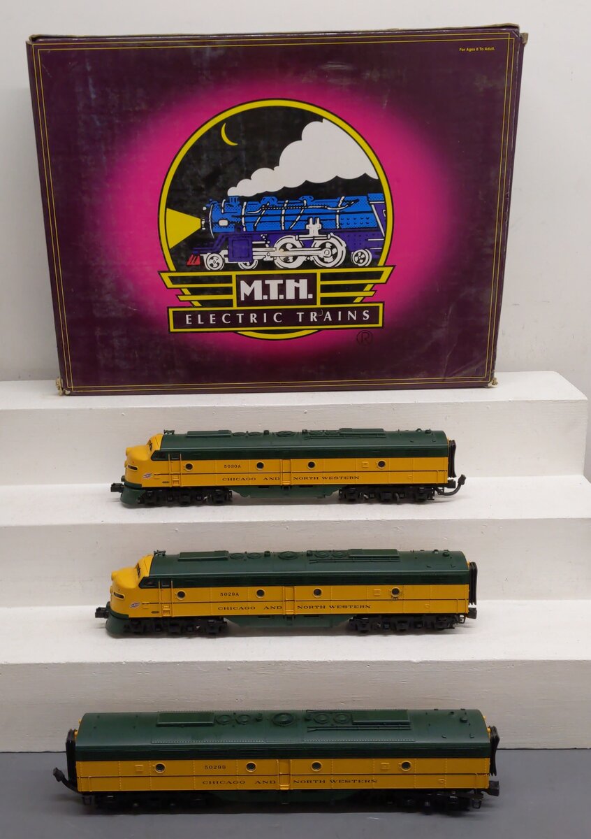 MTH 20-2237-1 O C&NW E-8 ABA Diesel Engine Set w/PS2 #5029A/5029B/5030A EX/Box