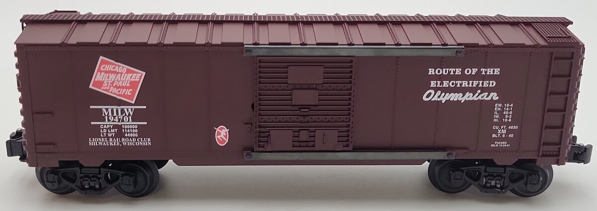 Lionel 6-52246 O Gauge Milwaukee Lionel RR Club Inc Boxcar #194701 EX/Box