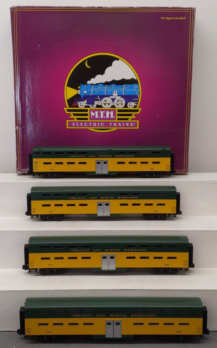 MTH 20-6558 O Chicago & North Western Bi-Level Passenger Car Set (Set of 4) LN/Box