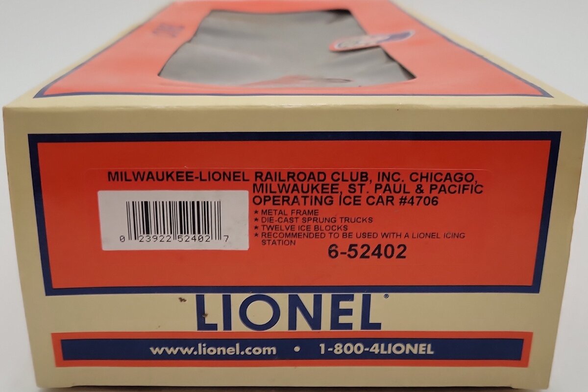 Lionel 6-52402 O Gauge Milwaukee Road Operating Ice Car #4706 LN/Box