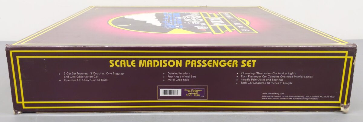 MTH 20-4030 Chicago & North Western 70' Madison Passenger Car Set EX/Box