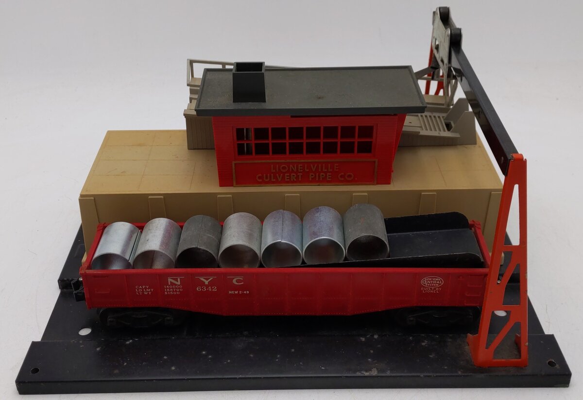 Lionel 342 Vintage O Motorized Operating Culvert Loader with Car VG