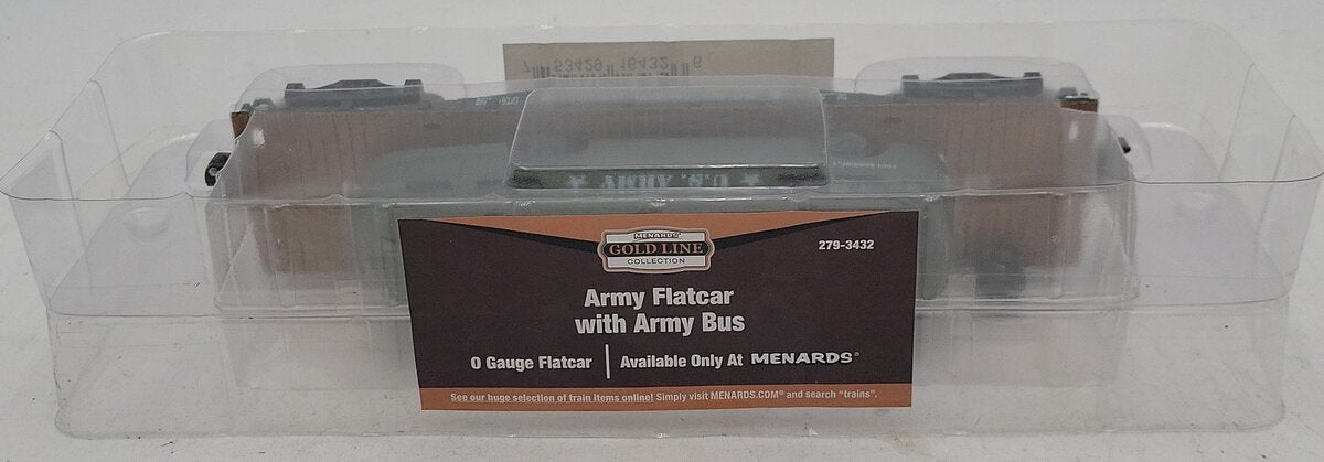 Menards 279-3432 O Gauge Army Short Flat Car w/ Army Bus NIB