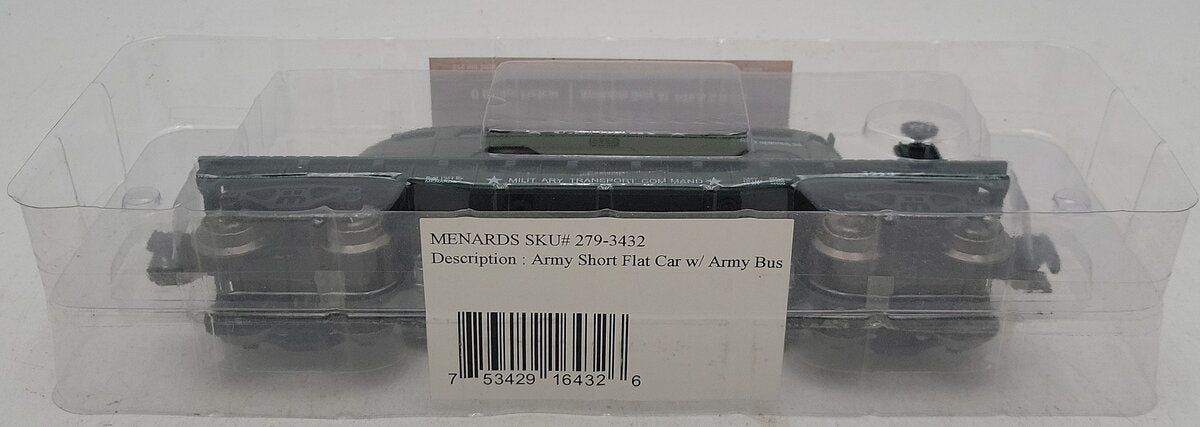 Menards 279-3432 O Gauge Army Short Flat Car w/ Army Bus NIB