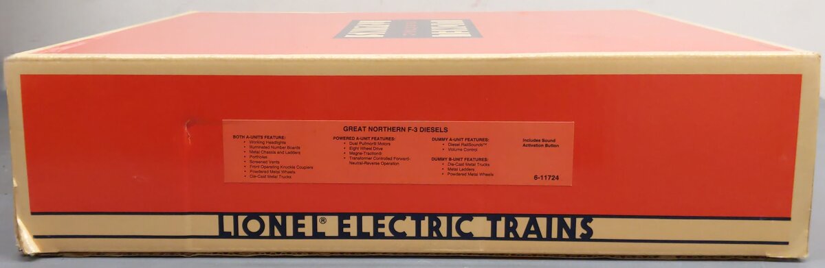 Lionel 6-11724 O Gauge Great Northern F3 ABA Diesel Locomotive Set (Set of 3) LN/Box