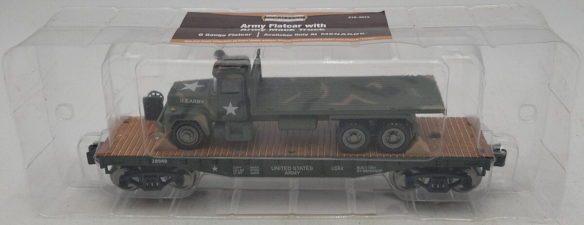 Menards 279-3572 O Gauge  U.S. Army Flat Car w/ US Army Truck NIB