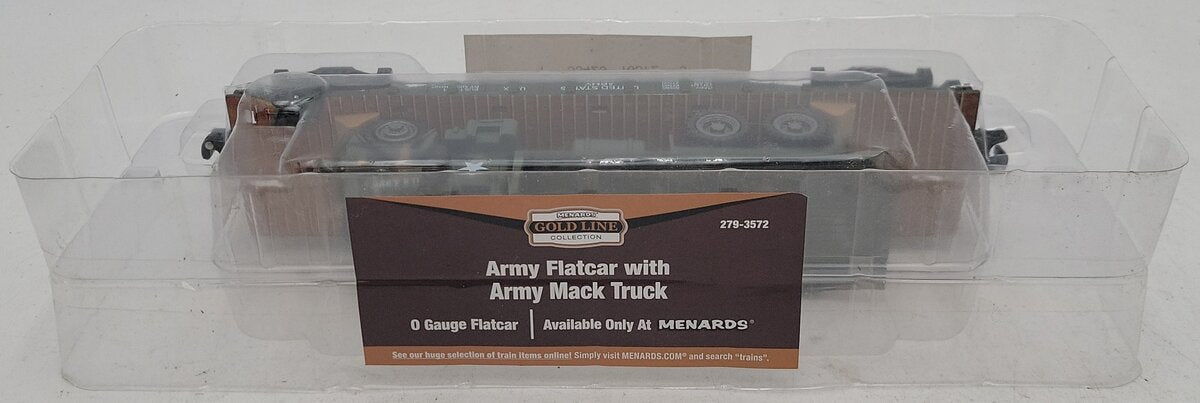 Menards 279-3572 O Gauge  U.S. Army Flat Car w/ US Army Truck NIB