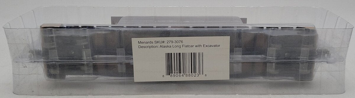 Menards 279-3076 O Gauge Alaska Long Flatcar with Excavator #07933 NIB