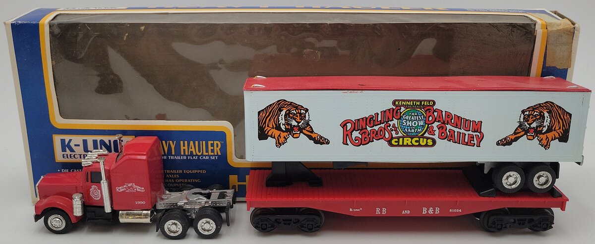 K-Line K81024 O RB&BB Tractor Trailer Flatcar Set VG/Box