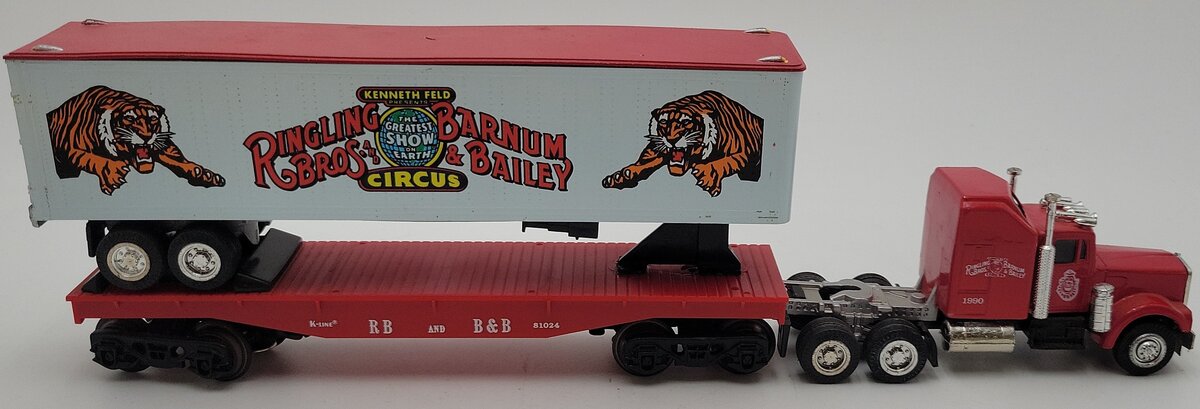 K-Line K81024 O RB&BB Tractor Trailer Flatcar Set VG/Box