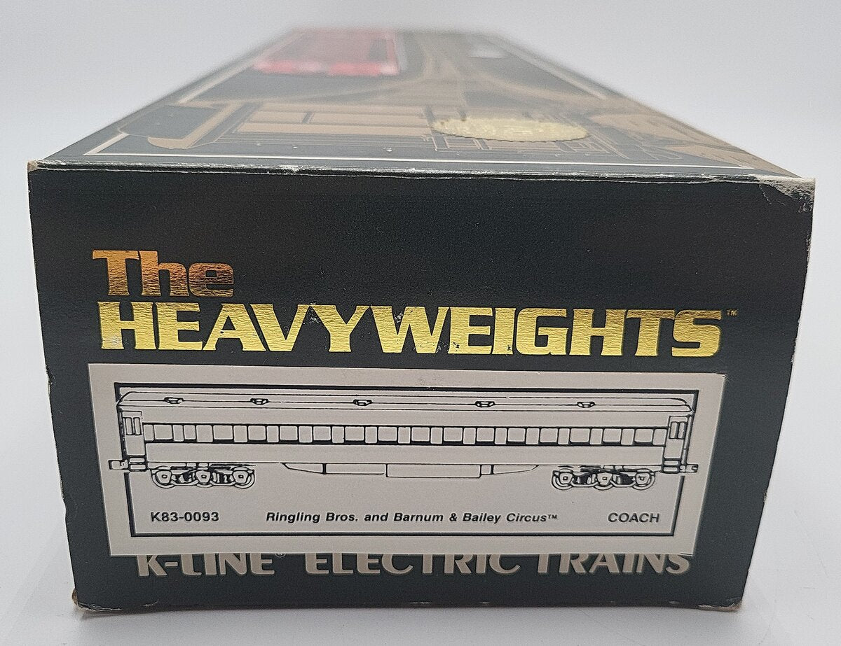 K-Line K83-0093 O Gauge Ringling Bros 18" Heavyweight Coach Car #93 EX/Box