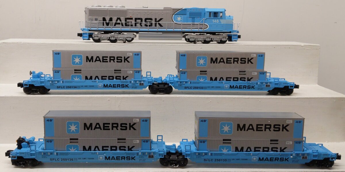Lionel 6-21950 O Gauge Maersk SD-70 Diesel Maxi-Stack Set EX/Box