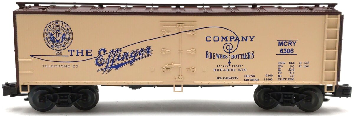 Weaver 6306 O Gauge Effinger Wood Side Reefer - 3 Rail LN/Box