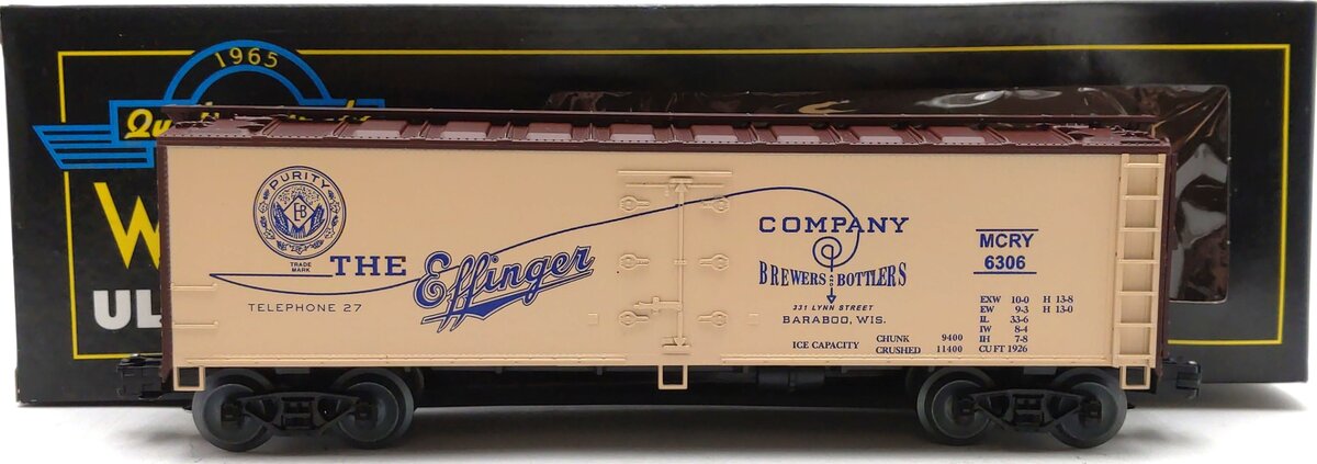 Weaver 6306 O Gauge Effinger Wood Side Reefer - 3 Rail LN/Box