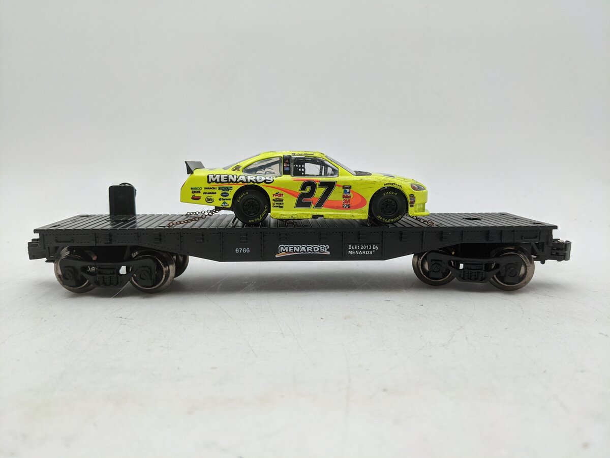 Menards 279-0639 O Scale Flat Car w/ Paul Menard Nibco Race Car EX/Box