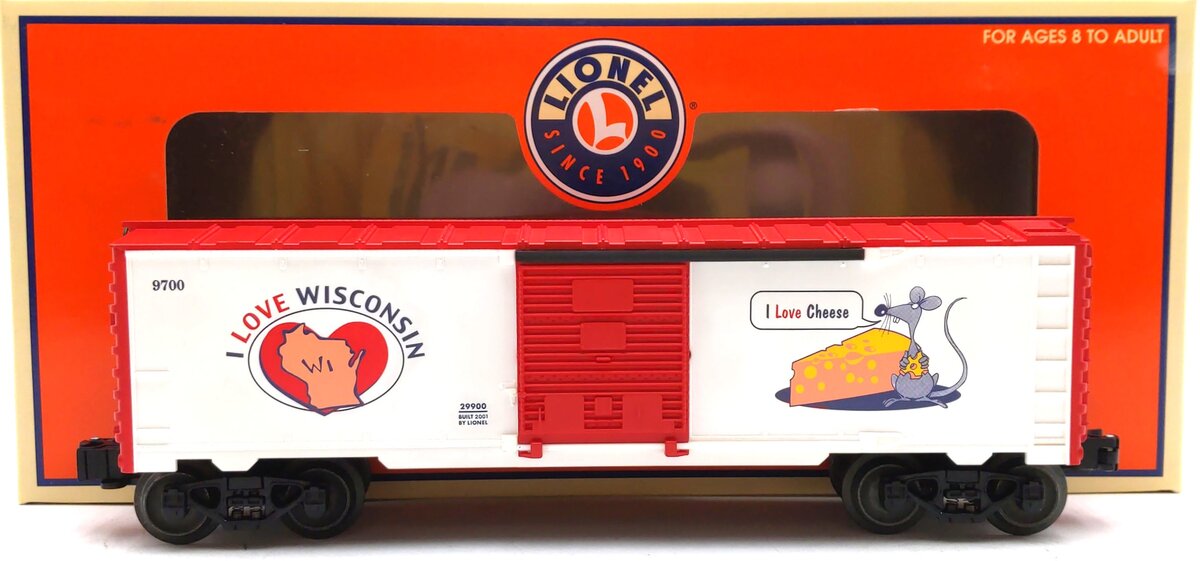 Lionel 6-29900 O Gauge "I Love Wisconsin" Boxcar #9700 LN/Box