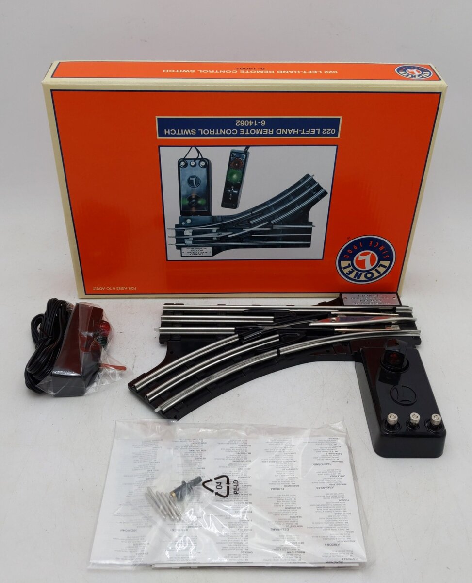 Lionel 6-14062 O Gauge Remote-Control 022 Left Hand Switch Turnout EX/Box