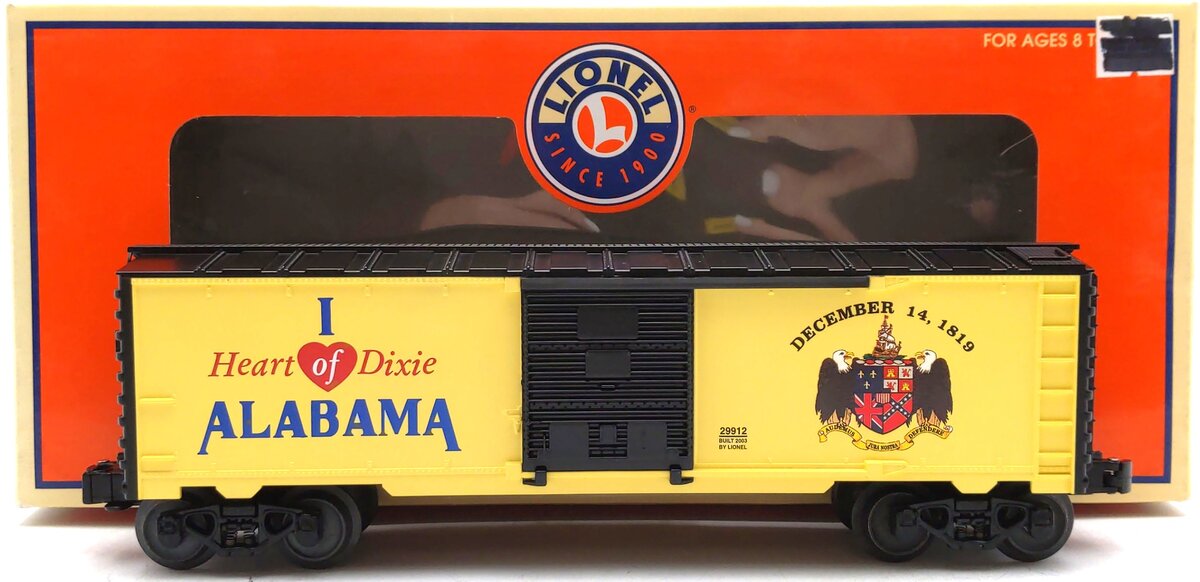 Lionel 6-29912 O Gauge I Love Alabama Boxcar LN/Box