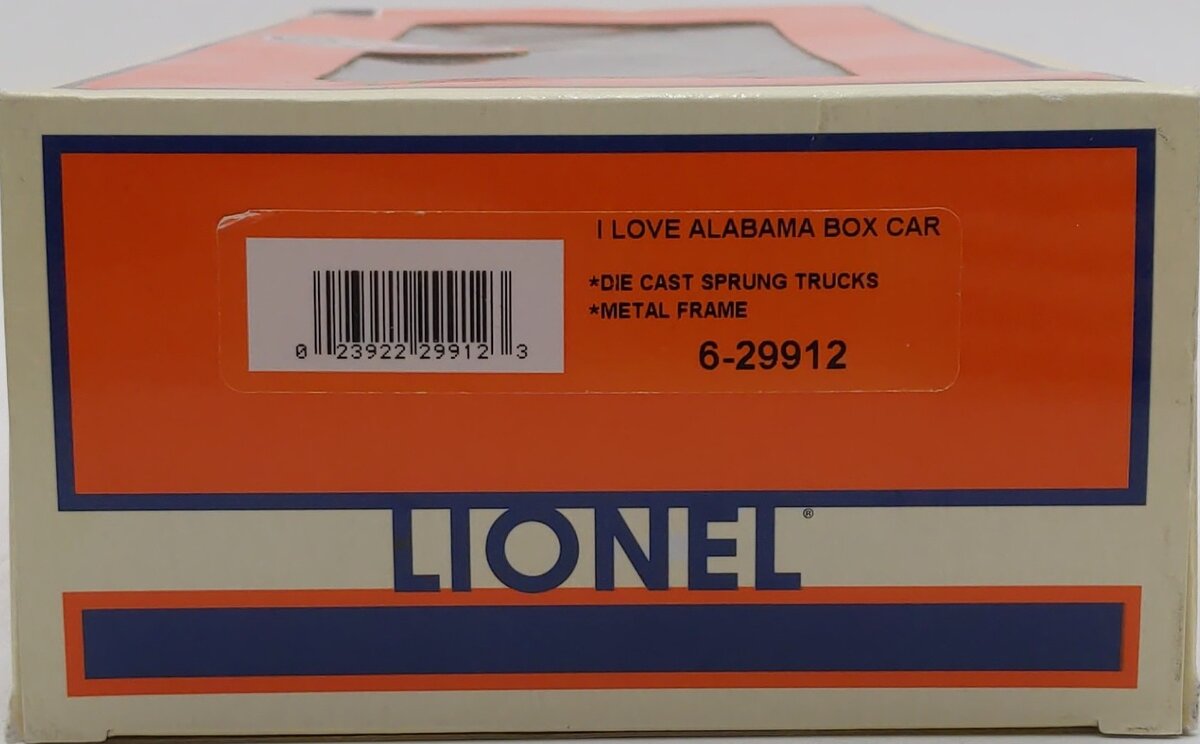 Lionel 6-29912 O Gauge I Love Alabama Boxcar LN/Box
