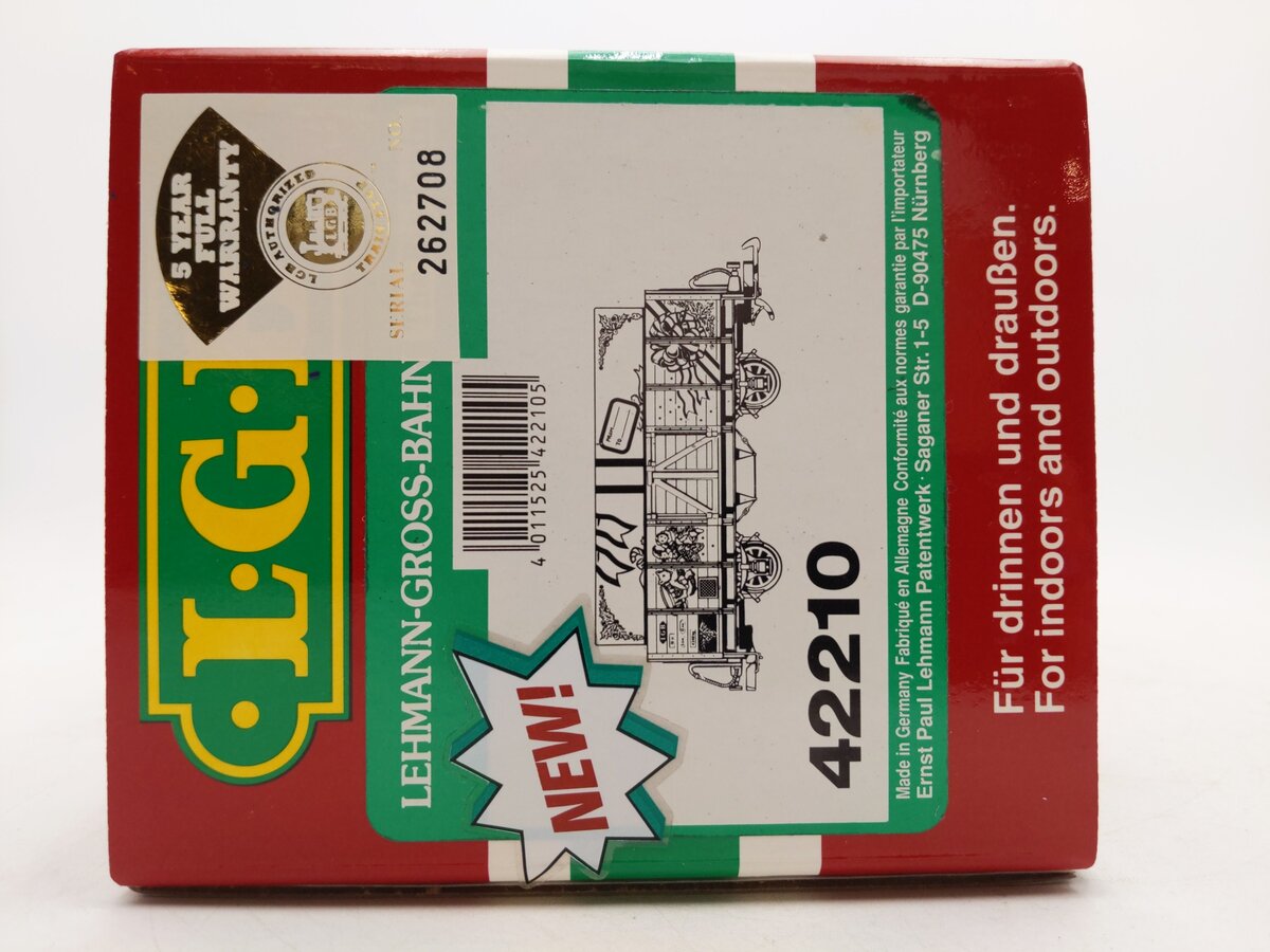 LGB 42210 G Scale The Christmas Train Blue Gondola w/Red Gift Box Load EX/Box