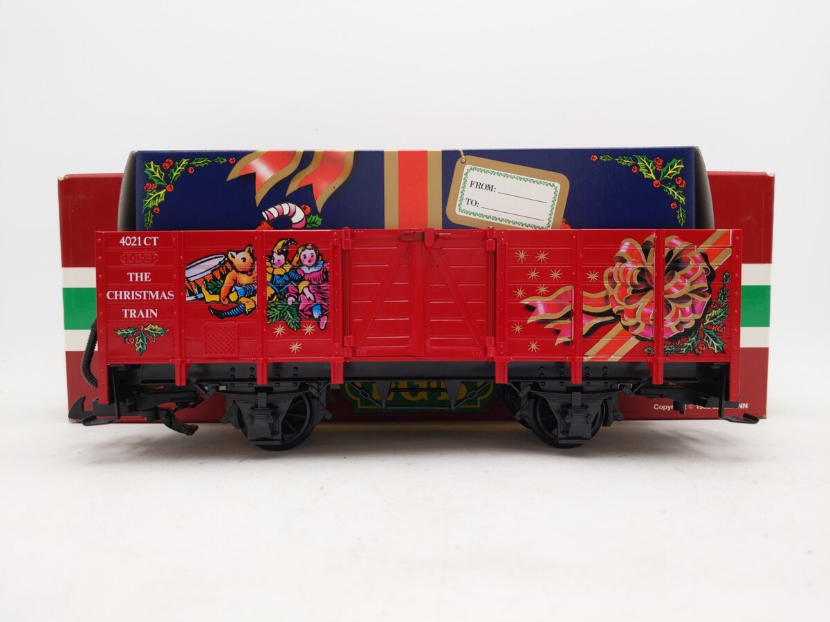 LGB 4021CT G The Christmas Train Red Gondola w/Blue Gift Box Load EX/Box