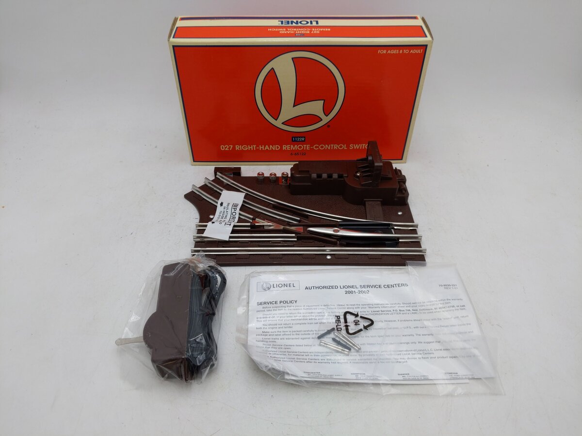 Lionel 6-65122 O 27" Right Hand Remote Control Switch Turnout EX/Box