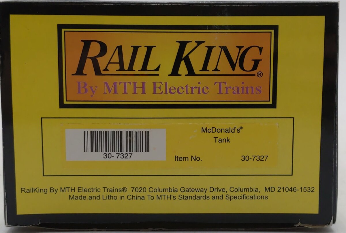 MTH 30-7327 O Gauge McDonalds Black Single Dome Tank Car #78391 LN/Box