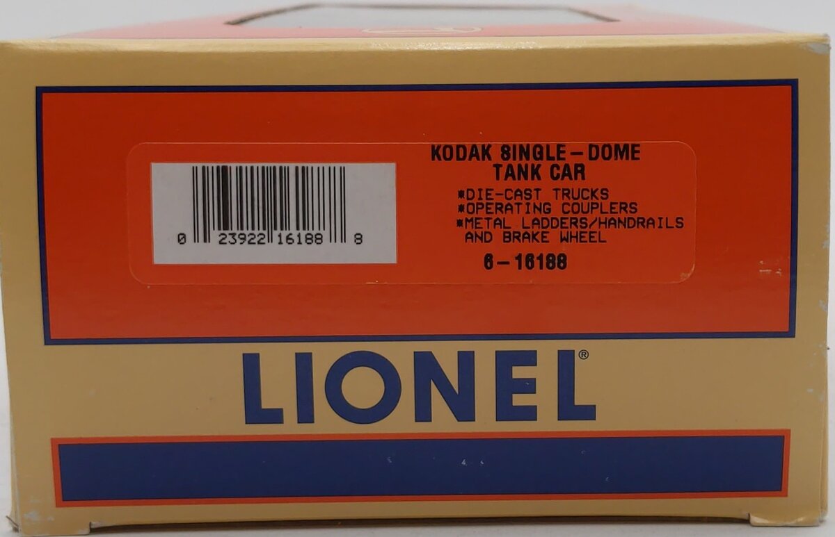 Lionel 6-16188 O Gauge Kodak Single Dome Tank Car #6315 LN/Box