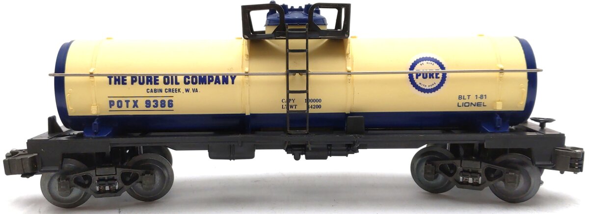 Lionel 6-9386 O Gauge Pure Oil Single Dome Tank Car EX/Box