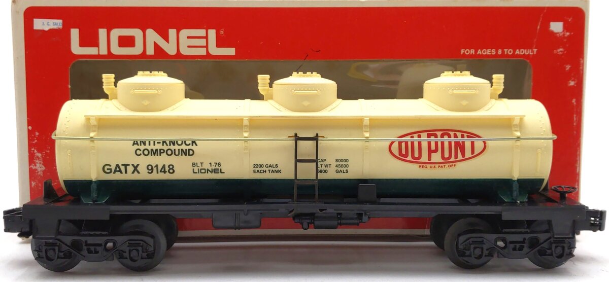 Lionel 6-9148 O Gauge DuPont Triple Dome Tank Car #9148 VG/Box
