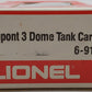 Lionel 6-9148 O Gauge DuPont Triple Dome Tank Car #9148 VG/Box