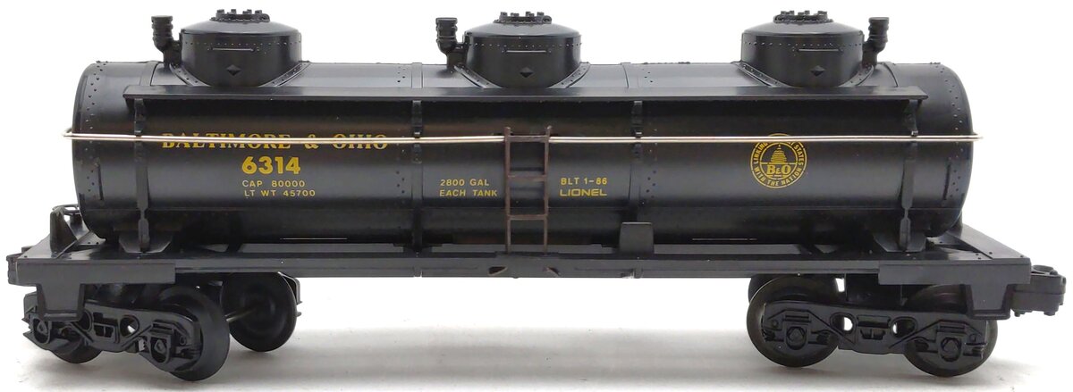 Lionel 6-6314 O Gauge Baltimore & Ohio Triple Dome Tank Car EX/Box