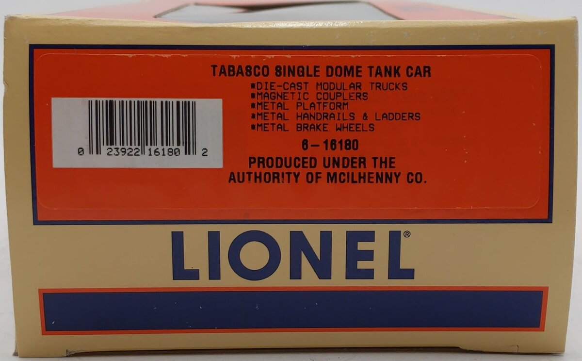 Lionel 6-16180 O Gauge Tabasco Single Dome Tank Car #6315 LN/Box