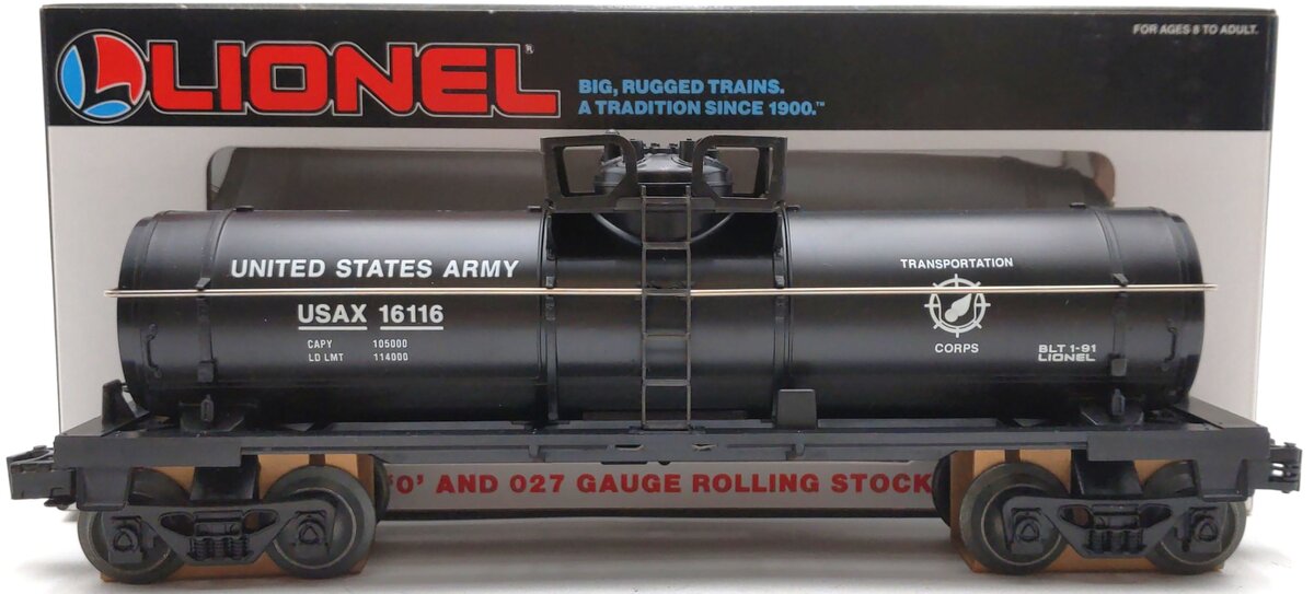 Lionel 6-16116 O Gauge U.S. Army Transportation Corps Single Dome Tank Car LN/Box