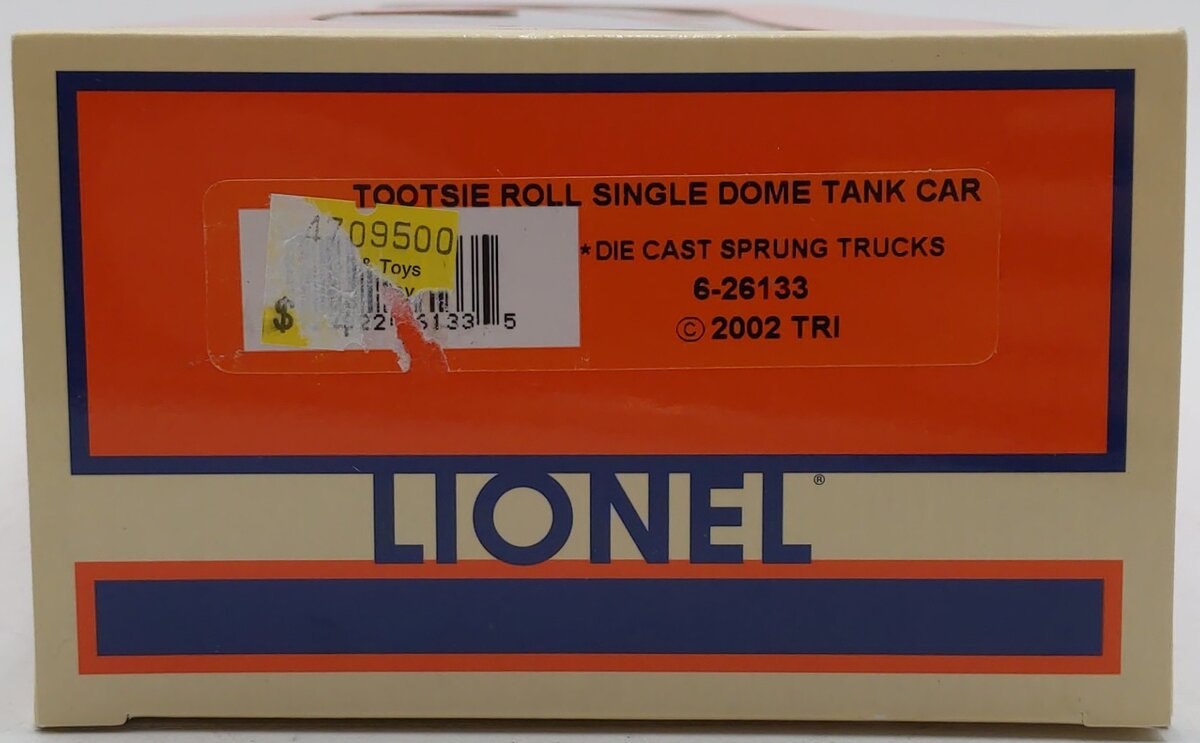 Lionel 6-26133 O Gauge Tootsie Roll Single Dome Tank Car LN/Box